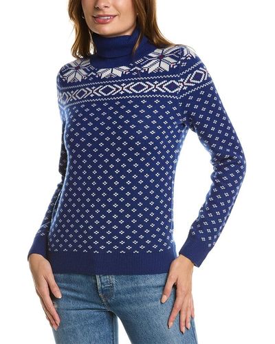Kier + J Kier+j Turtleneck Fairisle Wool & Cashmere-blend Sweater - Blue