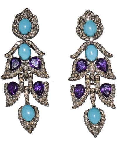 Arthur Marder Fine Jewelry 14k & Silver 12.00 Ct. Tw. Diamond & Gemstone Drop Earrings - Multicolor