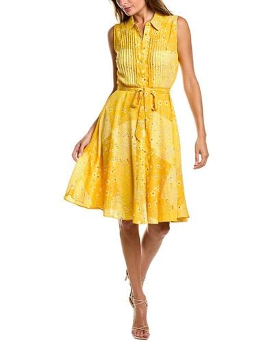 Nanette Lepore Crepe Chiffon Printed Shirtdress - Yellow