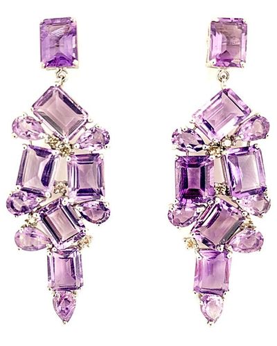 Arthur Marder Fine Jewelry Silver 0.35 Ct. Tw. Diamond & Gemstone Earrings - Pink
