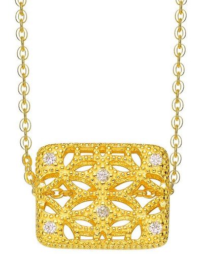 Genevive Jewelry 14k Plated Cz Classic Necklace - White