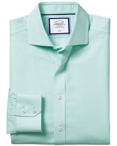 Charles Tyrwhitt Non-iron Regent Weave Slim Fit Shirt - Green
