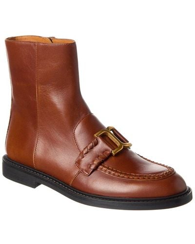 Chloé Marcie Leather Ankle Boot - Brown