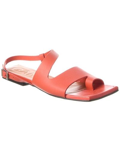 Ganni Asymmetrical Leather Sandal - Pink