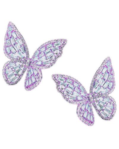 Eye Candy LA Luxe Collection Cz Butterfly Drop Earrings - Purple