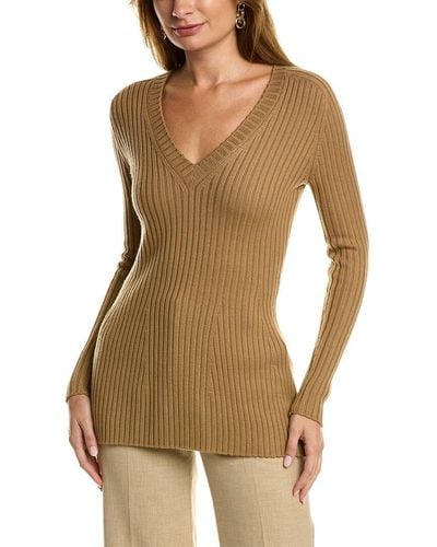 St. John V-neck Wool Sweater - Green