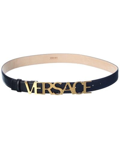 Versace Logo Leather Belt - Black