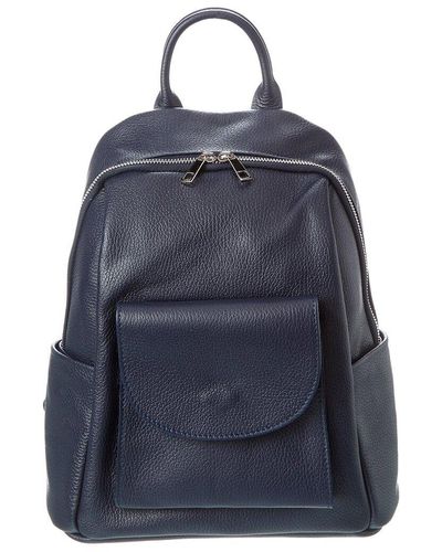 Italian Leather Backpack - Blue