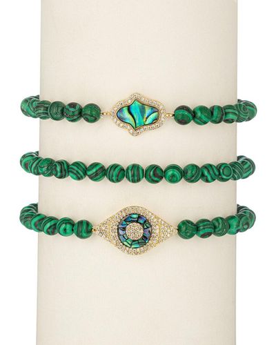 Eye Candy LA The Luxe Collection Malachite Cz Joy Stretch Bracelet Set - Green