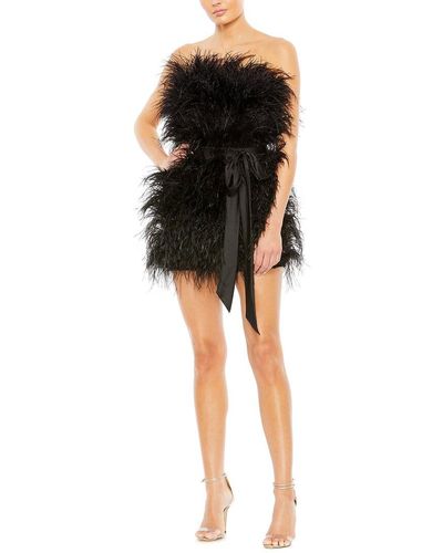 Mac Duggal Feather Mini Dress - Black