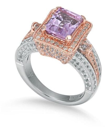 Suzy Levian Two-tone Silver 5.20 Ct. Tw. Gemstone Statement Ring - Pink