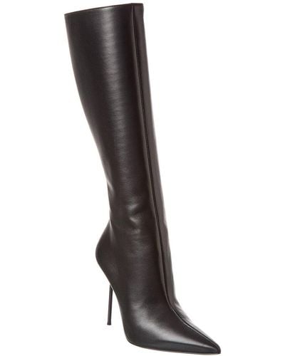 Paris Texas Lidia Leather Knee-high Boot - Black