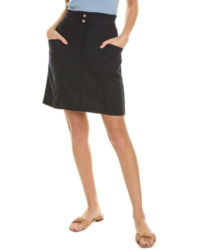 Ellen Tracy Paperbag Linen-blend Skirt - Black