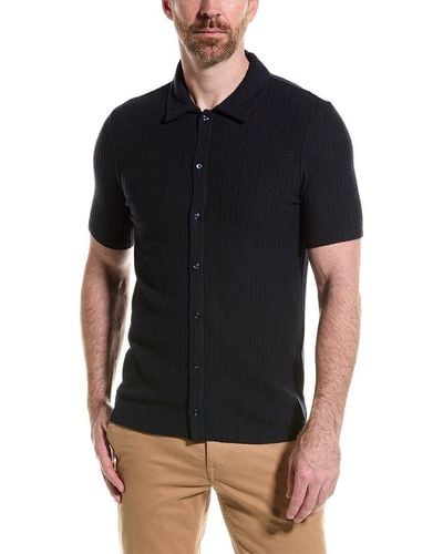 Paisley & Gray Pointelle Slim Fit Polo Shirt - Black