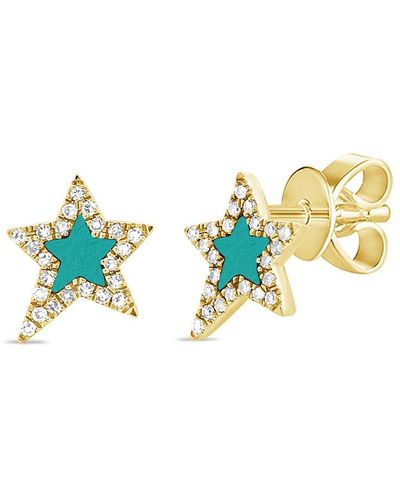 Sabrina Designs 14k 0.27 Ct. Tw. Diamond & Turquoise Star Studs - Blue