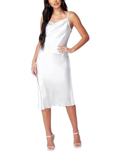 Bebe Solid Satin Bias Slip Dress - White