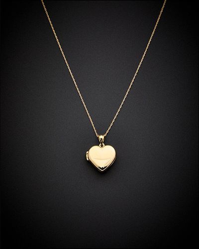 Italian Gold Fremada 14k Heart Locket Necklace - Black