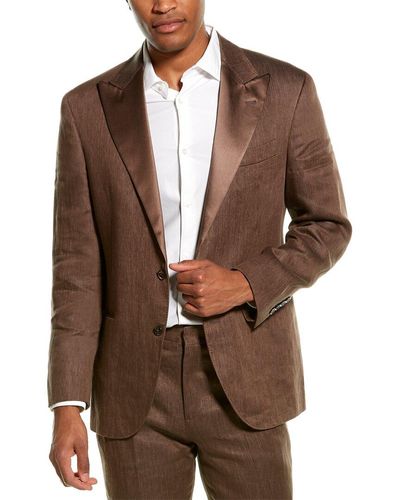 Brunello Cucinelli 2pc Linen Tuxedo Suit - Brown