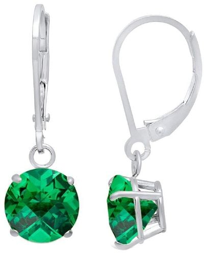 MAX + STONE Max + Stone Silver 1.40 Ct. Tw. Created Emerald Dangle Earrings - White