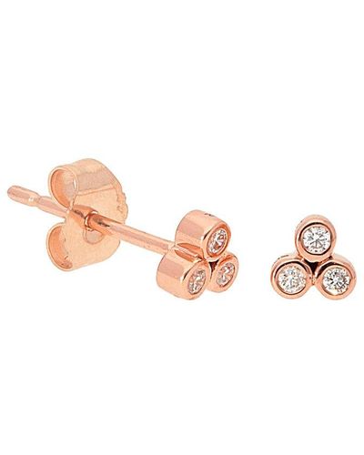 Nephora 14k Rose Gold 0.08 Ct. Tw. Diamond Cluster Plain Earrings - Pink