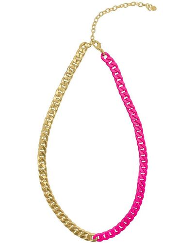 Adornia 14k Plated Chain Necklace - Pink