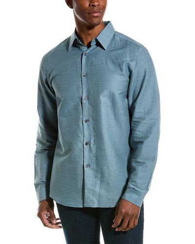 Theory Essential Linen-blend Shirt - Blue