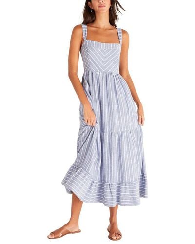 Z Supply Ayla Striped Linen-blend Midi Dress - Blue