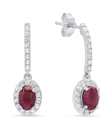 MAX + STONE Max + Stone Silver 0.60 Ct. Tw. Genuine Ruby Drop Earrings - White