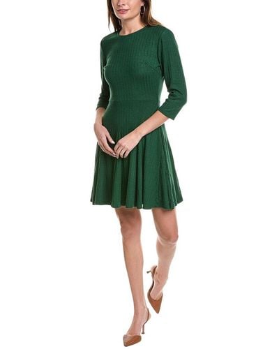 Leota Rib Knit A-line Dress - Green