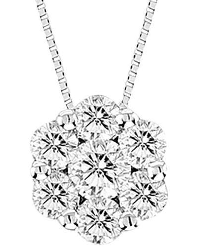 Suzy Levian 14k 0.25 Ct. Tw. Diamond Cluster Pendant Necklace - White