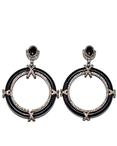 Arthur Marder Fine Jewelry Silver 1.92 Ct. Tw. Black Onyx Diamond Circle Earrings - Metallic