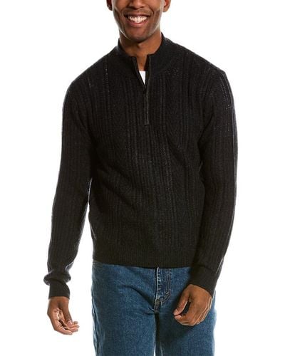 NAADAM Wool & Cashmere-blend 1/4-zip Mock Jumper - Black