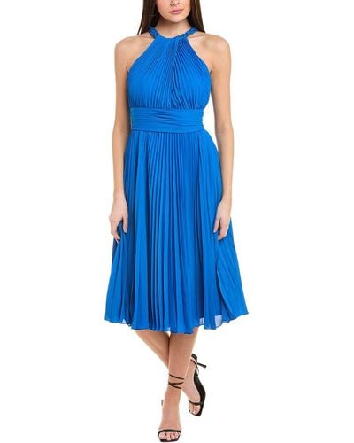 Emanuel Ungaro Amanda Pleated Midi Dress - Blue