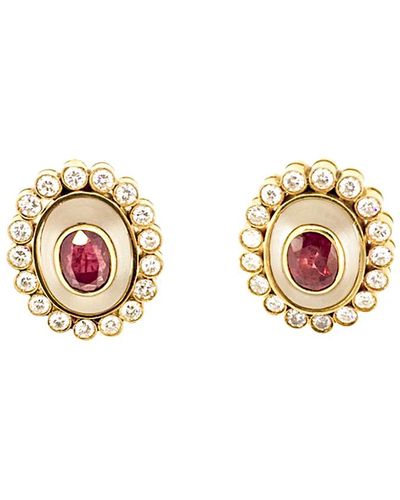 Arthur Marder Fine Jewelry 18k 4.00 Ct. Tw. Diamond, Ruby, & Crystal Earrings - Metallic