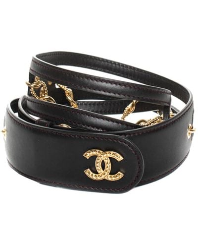 Chanel 2018 Medallion Leather Chain-link Belt - Black