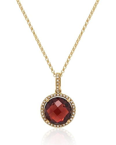 Diana M. Jewels Fine Jewellery 14k 4.20 Ct. Tw. Diamond & Garnet Pendant Necklace - Metallic