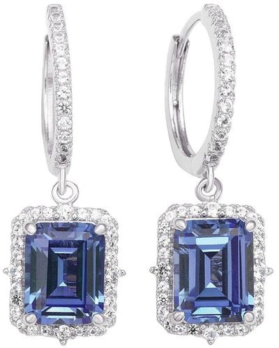 Suzy Levian Silver 0.02 Ct. Tw. Diamond & Gemstone Earrings - Blue