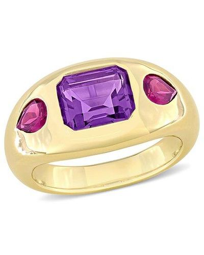 Rina Limor 14k 3.70 Ct. Tw. Violet Spinel Three Stone Ring - Pink