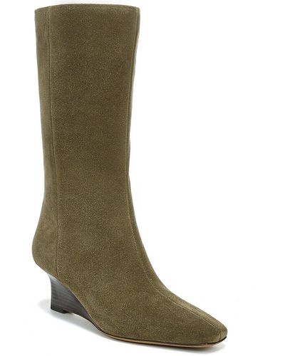 Vince Beverly Leather Mid Shaft Boot - Green