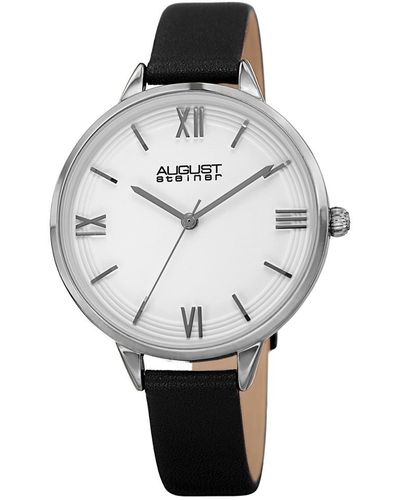 August Steiner Leather Watch - Grey