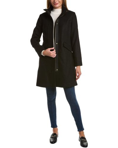 Cole haan wool blend basket weave zip up coat Clearance