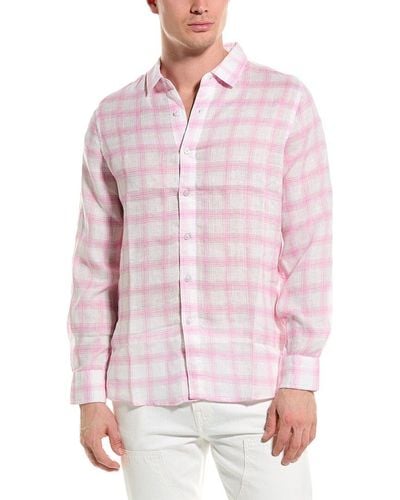 RAFFI Plaid Printed Linen Shirt - Pink
