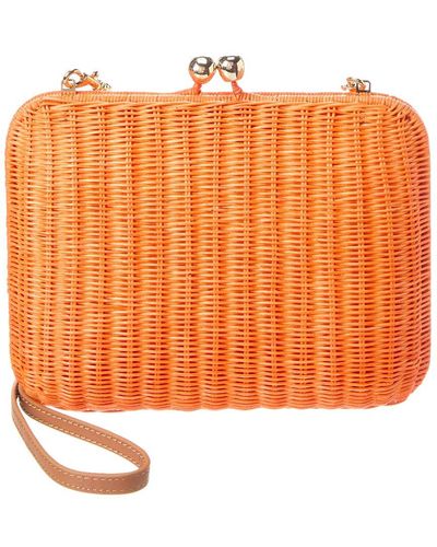 Serpui Giulia Wicker Shoulder Bag - Orange