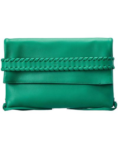 Chloé Mony Leather Clutch - Green