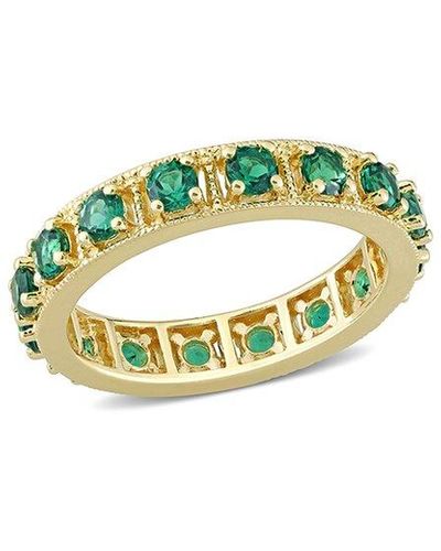Rina Limor Gold Over Silver 1.44 Ct. Tw. Emerald Eternity Ring - Blue