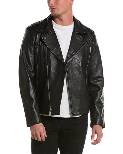 Karl Lagerfeld Leather Moto Jacket - Black
