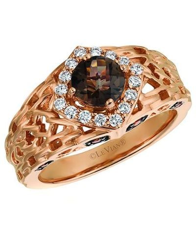 Le Vian Le Vian 14k Rose Gold 0.95 Ct. Tw. Diamond & Chocolate Quartz Ring - Metallic