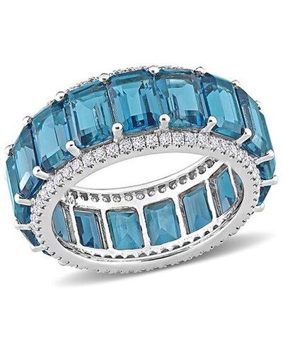 Rina Limor 14k 12.55 Ct. Tw. Diamond & Topaz Eternity Ring - Blue