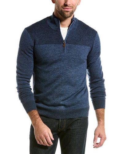 Bruno Magli Merino Wool 1/2-zip Mock Sweater - Blue