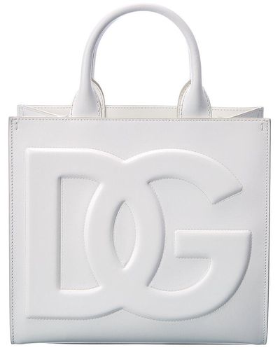 Dolce & Gabbana Dg Logo Leather Tote - Gray